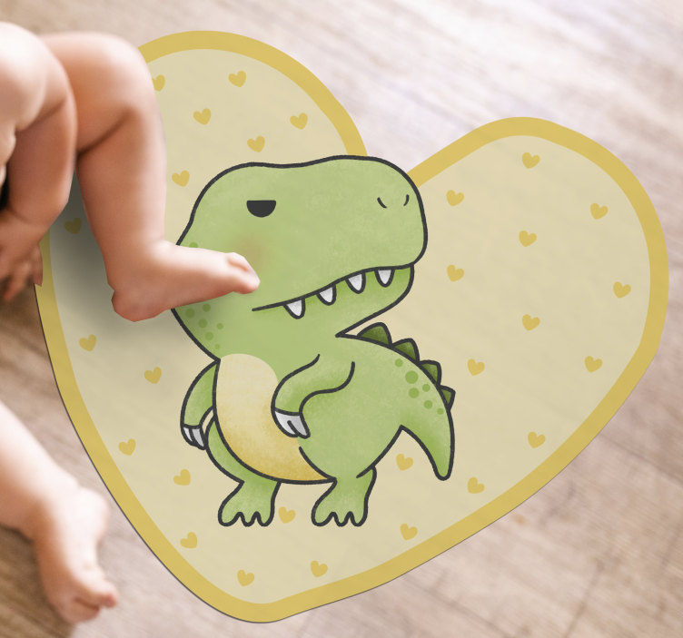 Heart-Shaped Dino kids vinyl rug - TenStickers