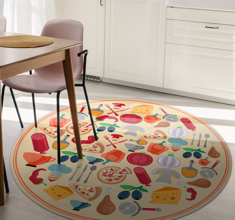 icons of italian food teen vinyl rug - TenStickers