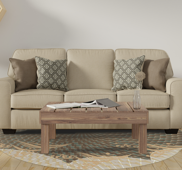 Japandi textured style living room vinyl rug - TenStickers