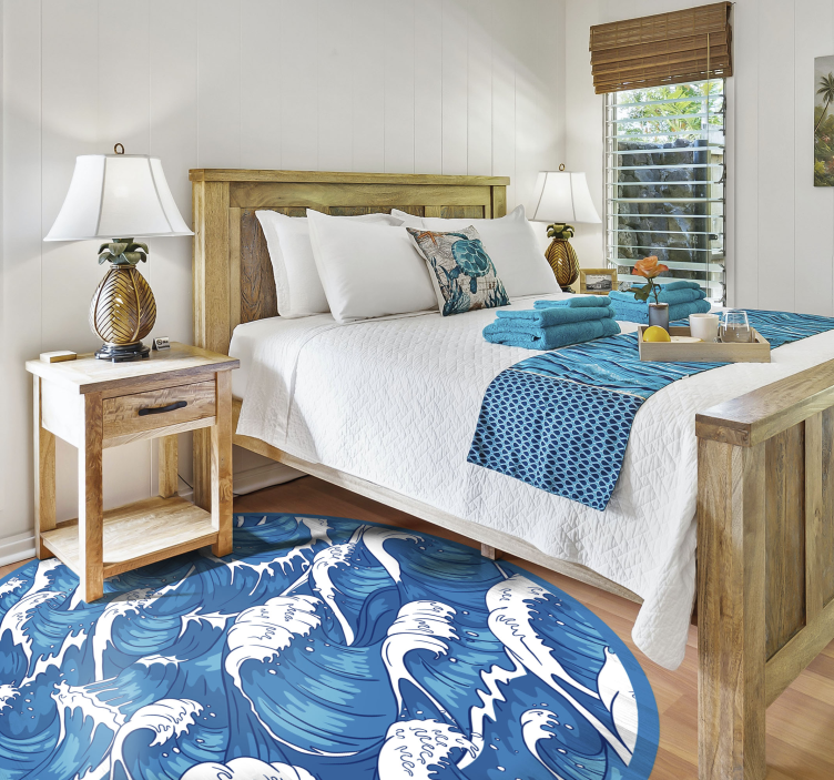 Japanese waves nature vinyl rug - TenStickers