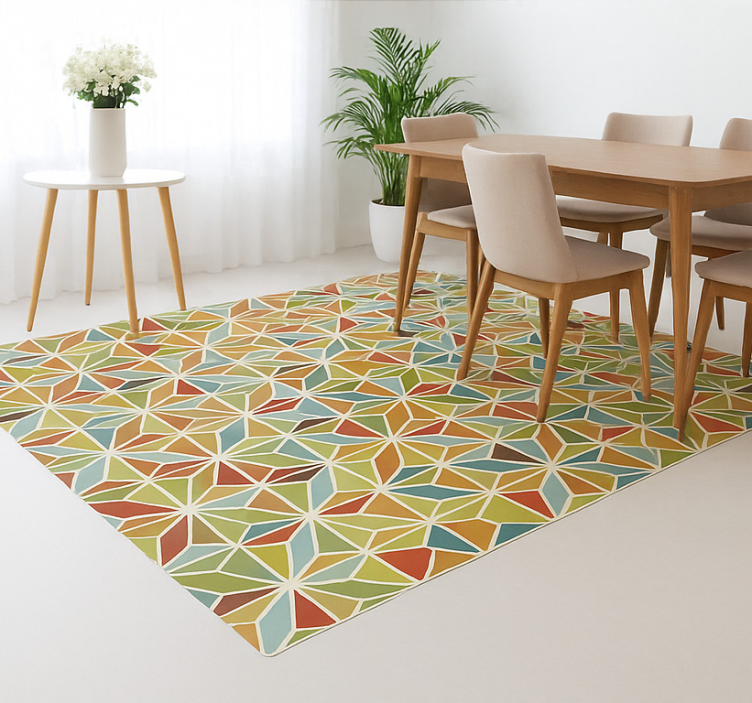 Kaleidoscopic Geometric Tile dining room vinyl rug - TenStickers