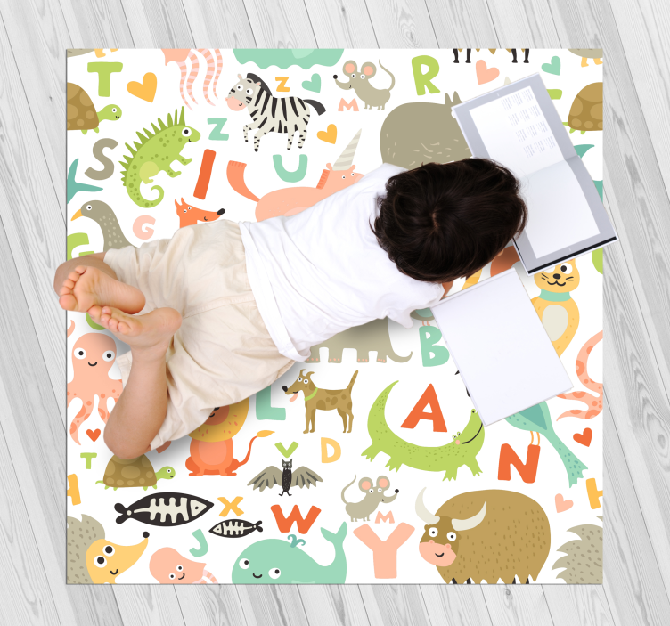 kids animals with alphabet letters vinyl rug - TenStickers