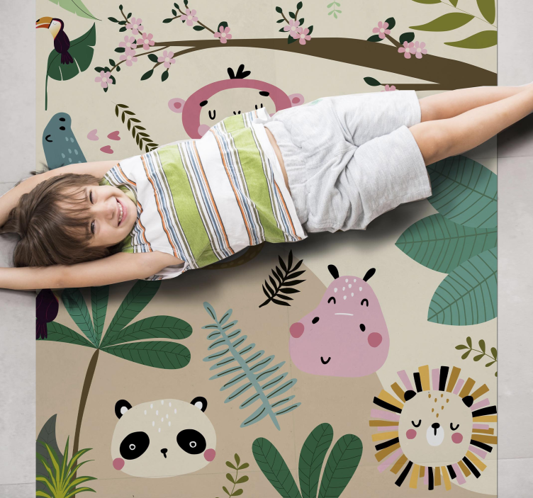 Kids jungle animals and trees kids vinyl rug - TenStickers