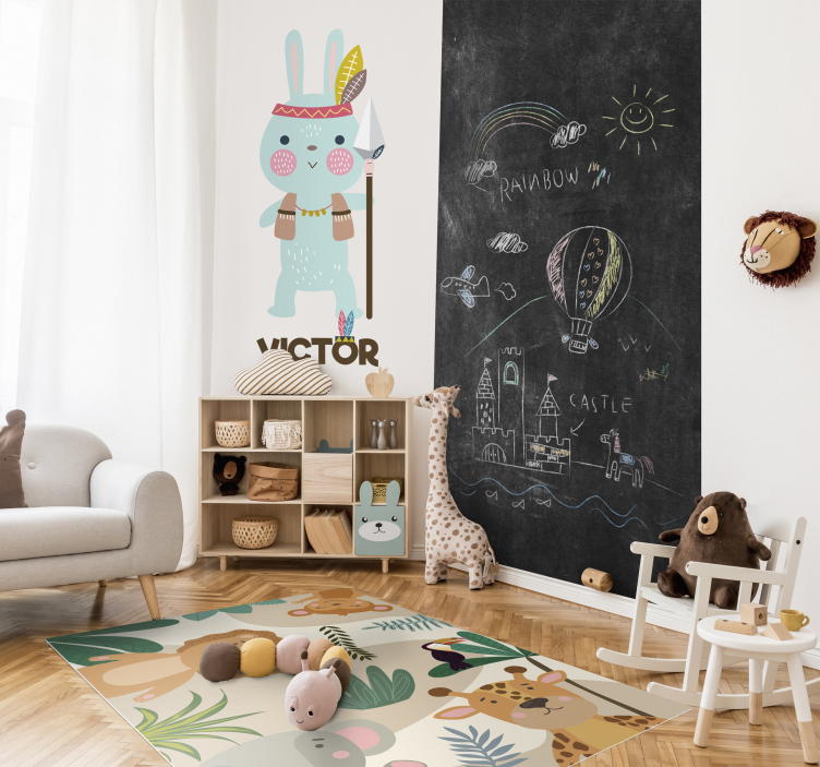 Kids nordic jungle animals kids vinyl rug - TenStickers