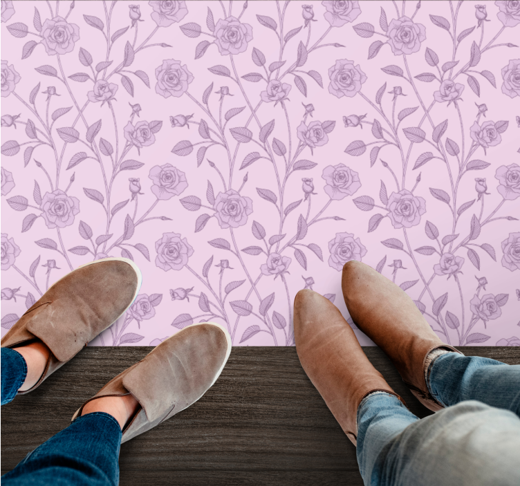 Lavender Floral Pattern flower vinyl rug - TenStickers