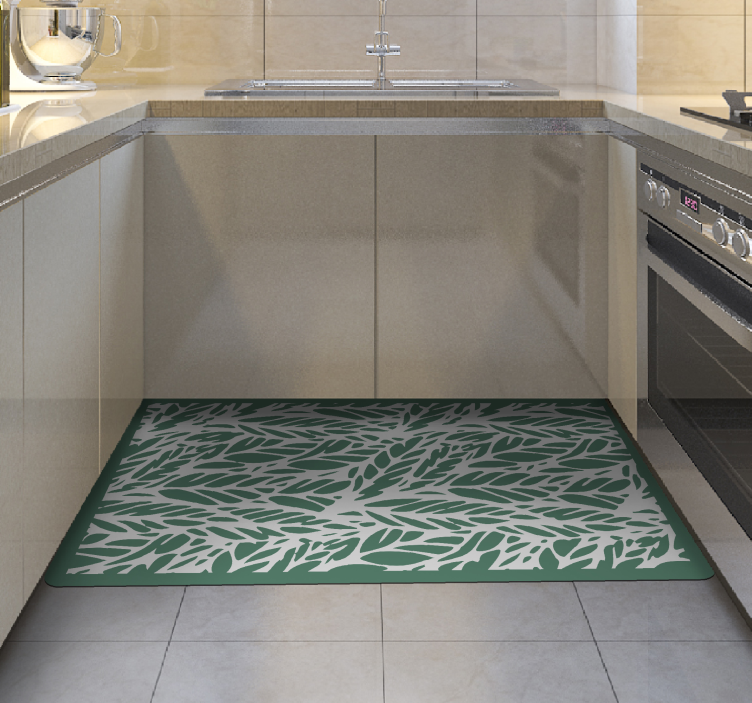 Leafy Elegance flower vinyl rug - TenStickers