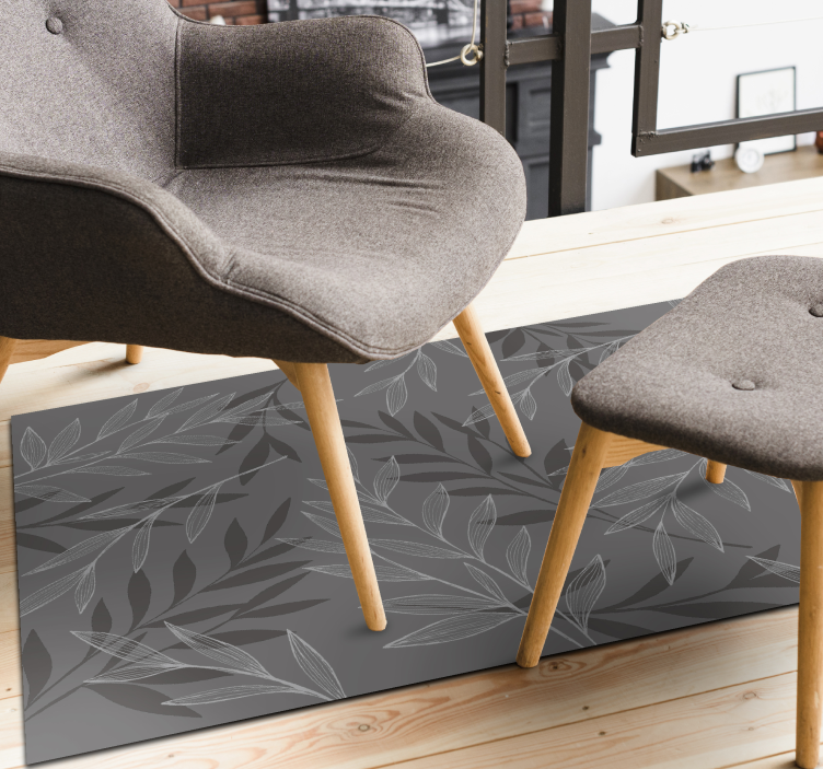 Leafy Silhouette flower vinyl rug - TenStickers