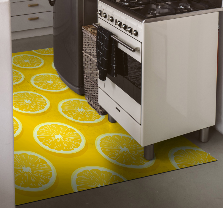 Lemon slices motif kitchen vinyl rug - TenStickers