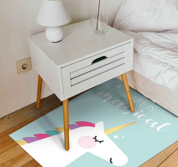 life is magical with unicorn vinyl rug - TenStickers