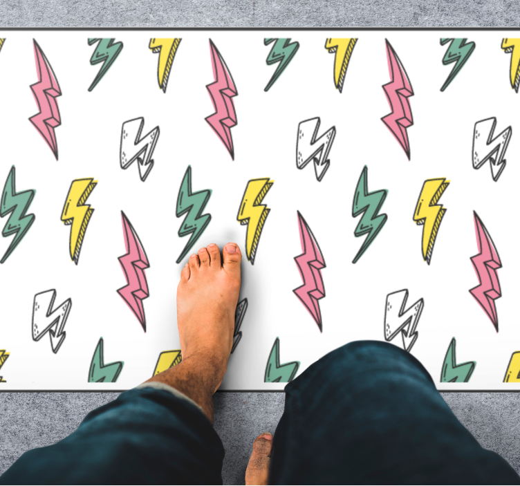 Lightning bolt pattern gaming vinyl rug - TenStickers