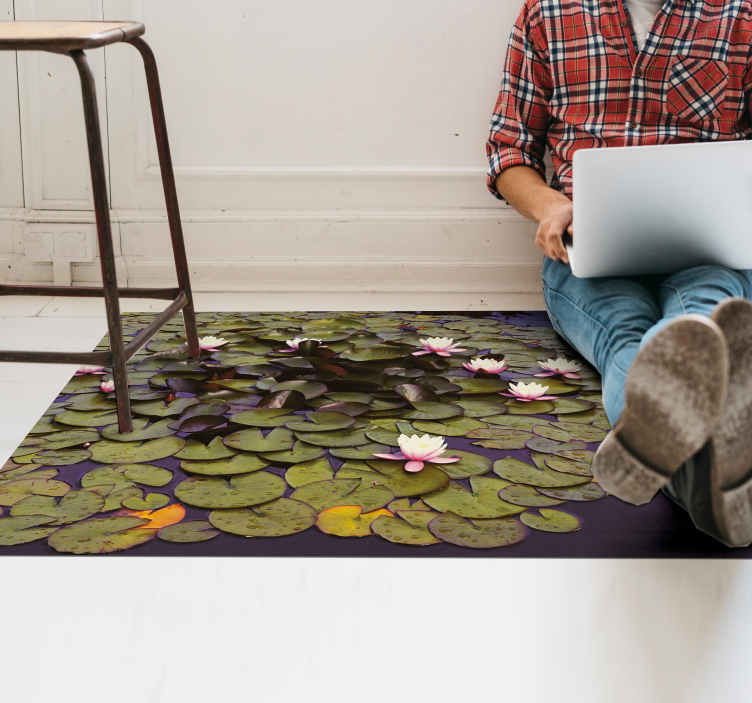 Lily Pond Beauty flower vinyl rug - TenStickers