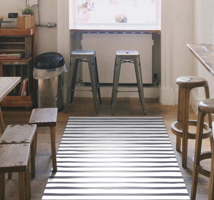Stylish black and white dining room vinyl rug - TenStickers