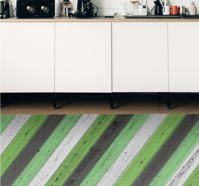 Green striped Panels wood vinyl rug - TenStickers