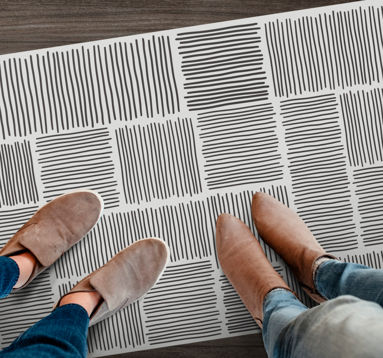 Lines black white Mid-Century style modern rug - TenStickers