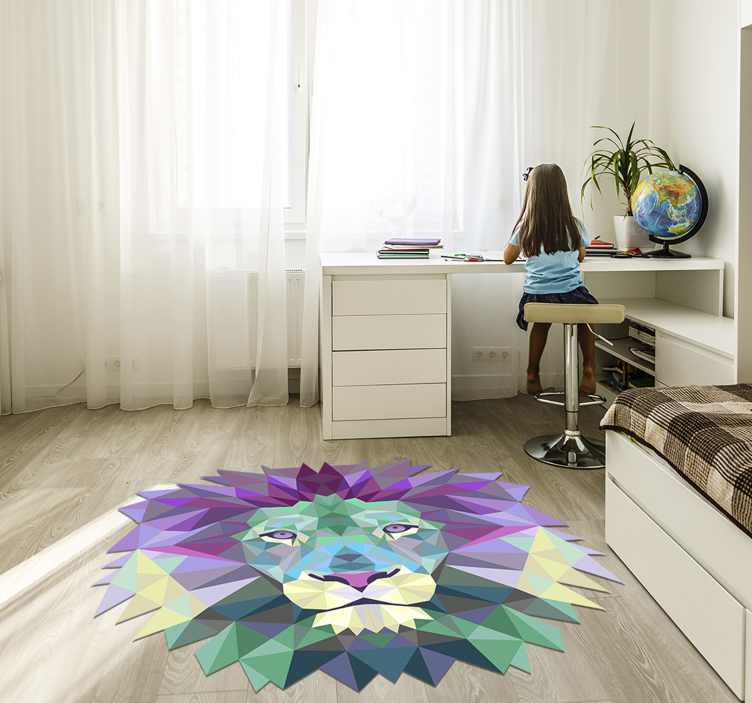 Spectacular lion shaped geometric vinyl rug - TenStickers