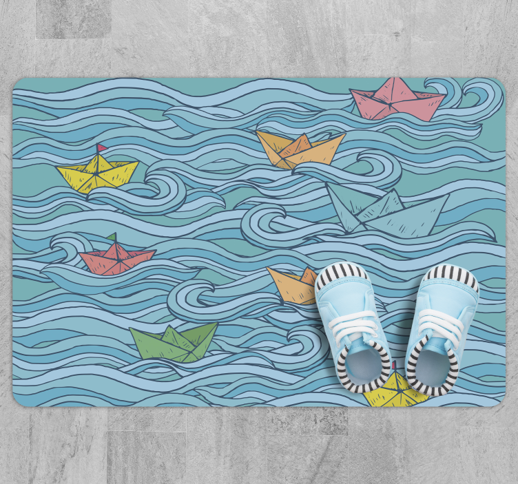 Little paper boats kids vinyl rug - TenStickers