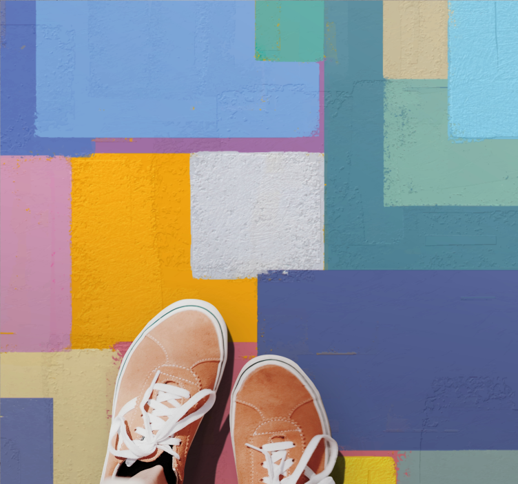 Lively Abstract Cubes geometric vinyl rug - TenStickers