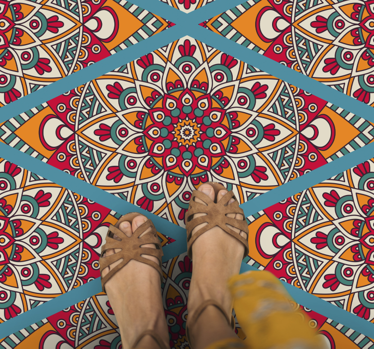 Lively colorful design mandala vinyl rug - TenStickers