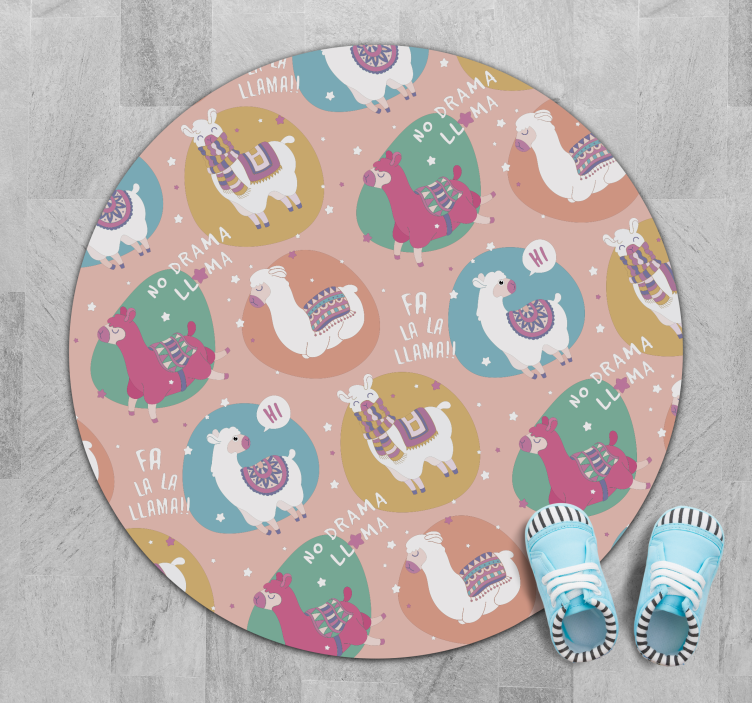 Lively Llama Circle vinyl rug - TenStickers