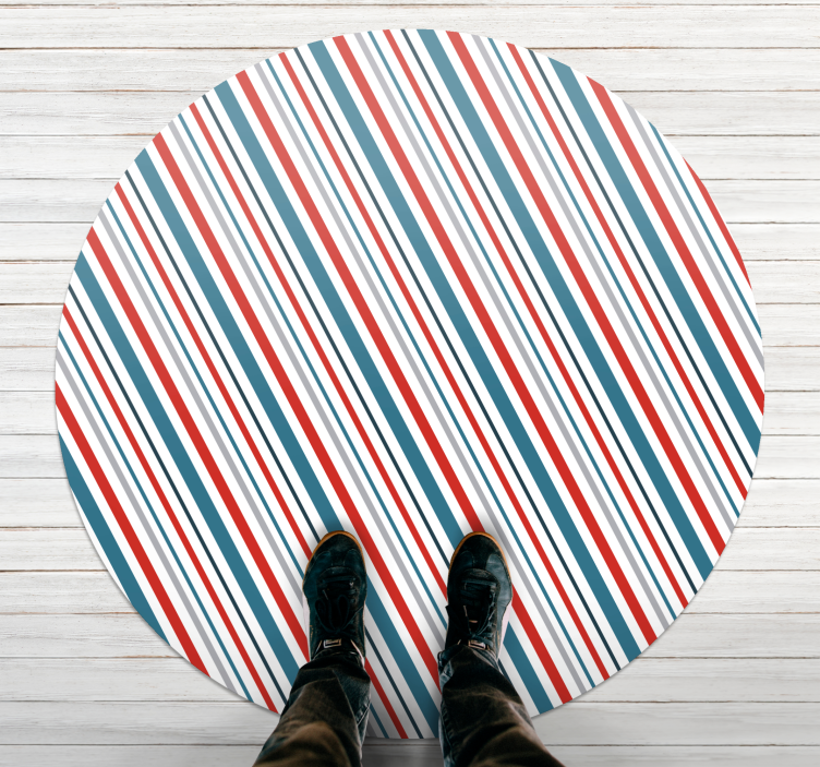 Blue and red stripes vinyl rug - TenStickers