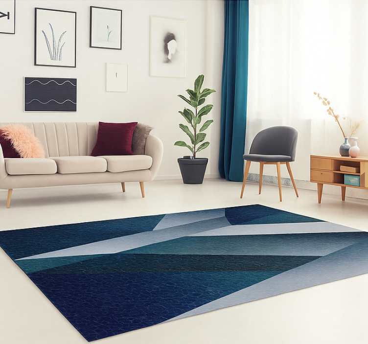 Living room vinyl rug blue shards design mat - TenStickers