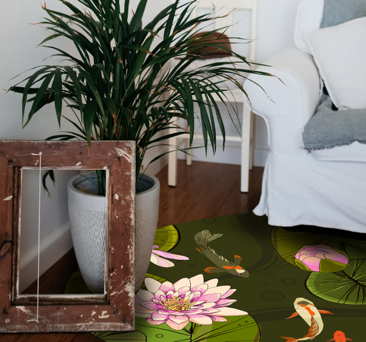 Lotus on water floral vinyl rug - TenStickers