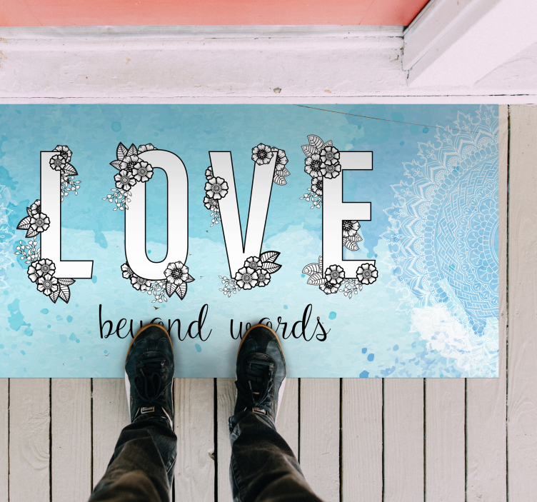 Love beyond words mandala vinyl rug - TenStickers