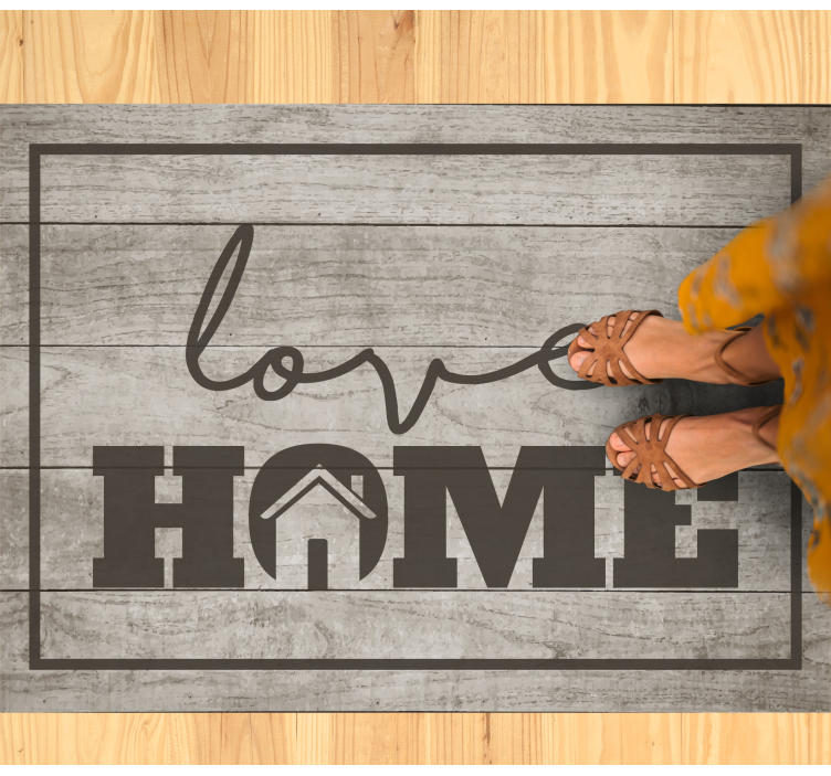 Wooden love home custom vinyl rug - TenStickers