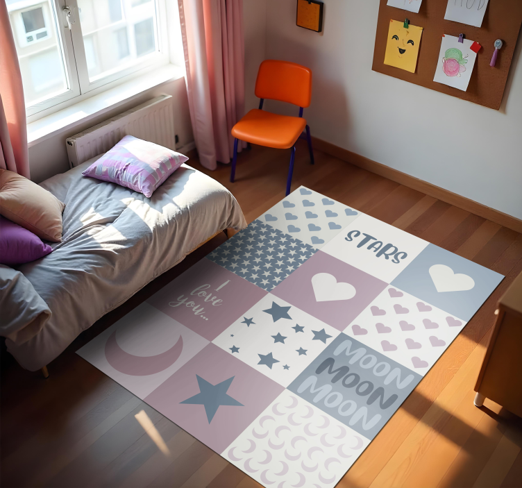 Love You Moon vinyl rug - TenStickers