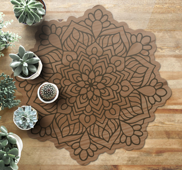 Mandala effect wood wood effect vinyl rug - TenStickers