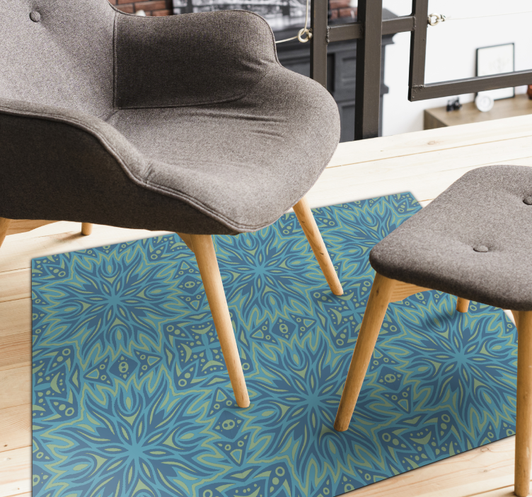 Blue Inspired Symmetry blue vinyl rug - TenStickers