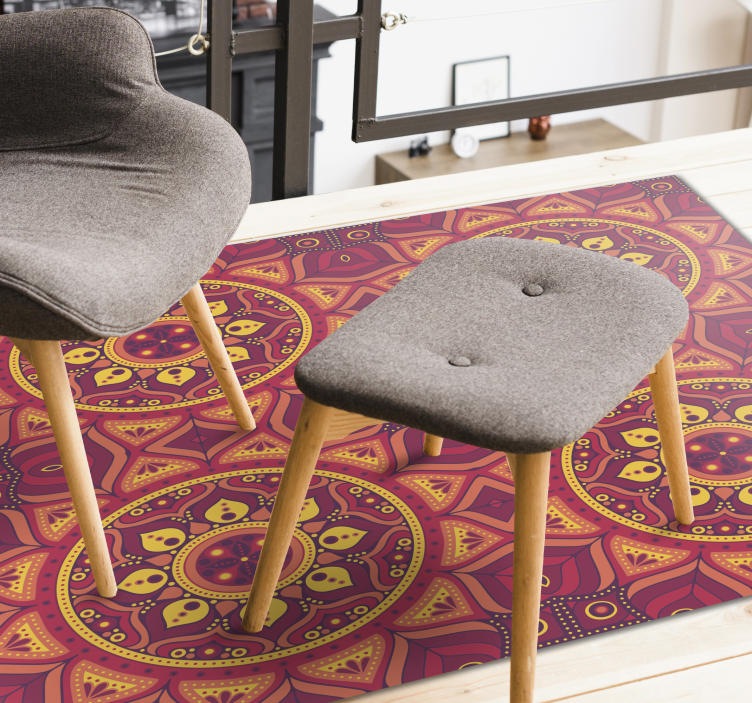 Mandala Inspired Symmetry mandala vinyl rug - TenStickers