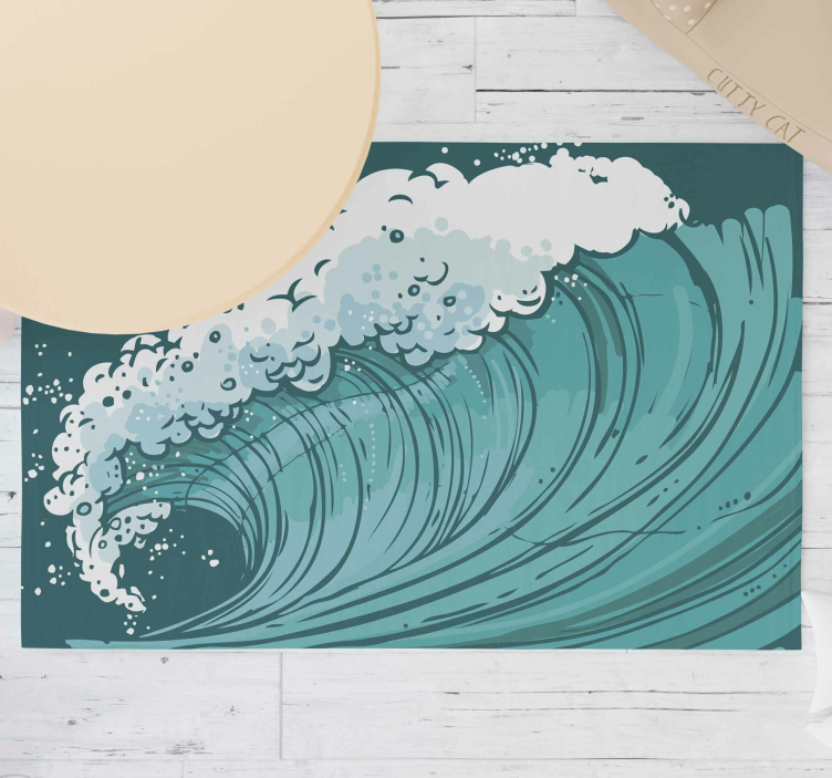 Marine Wave Movement nature vinyl rug - TenStickers