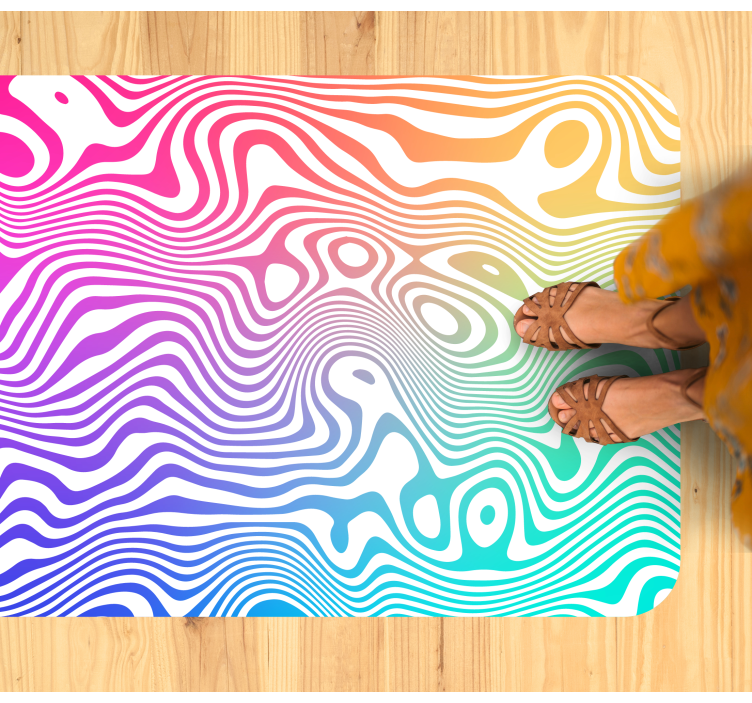 Minimal colorful curvy lines pattern rug - TenStickers