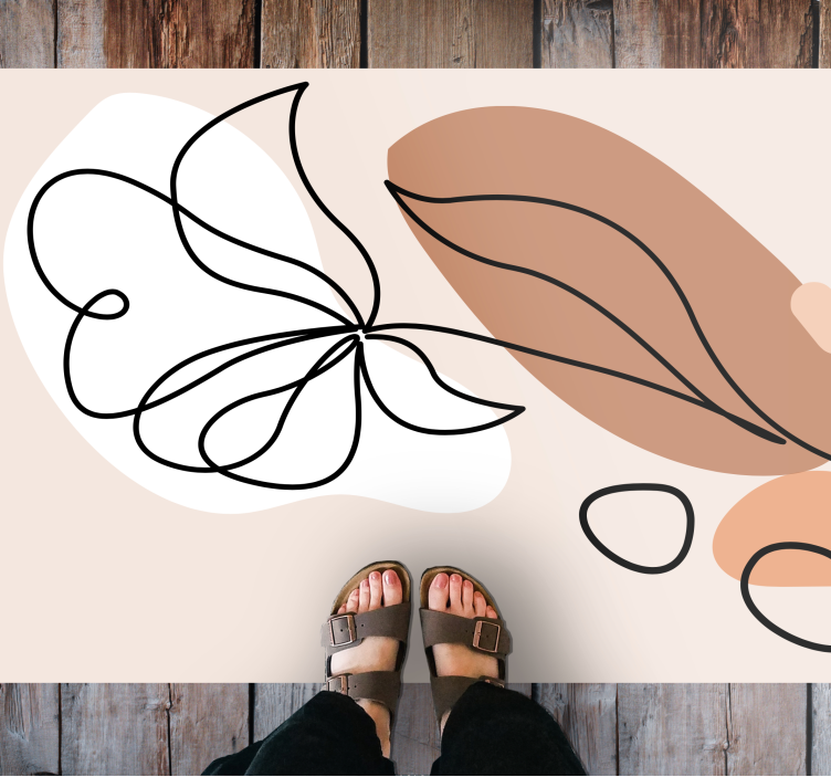 Minimalistic abstract green leaf minimal rug - TenStickers
