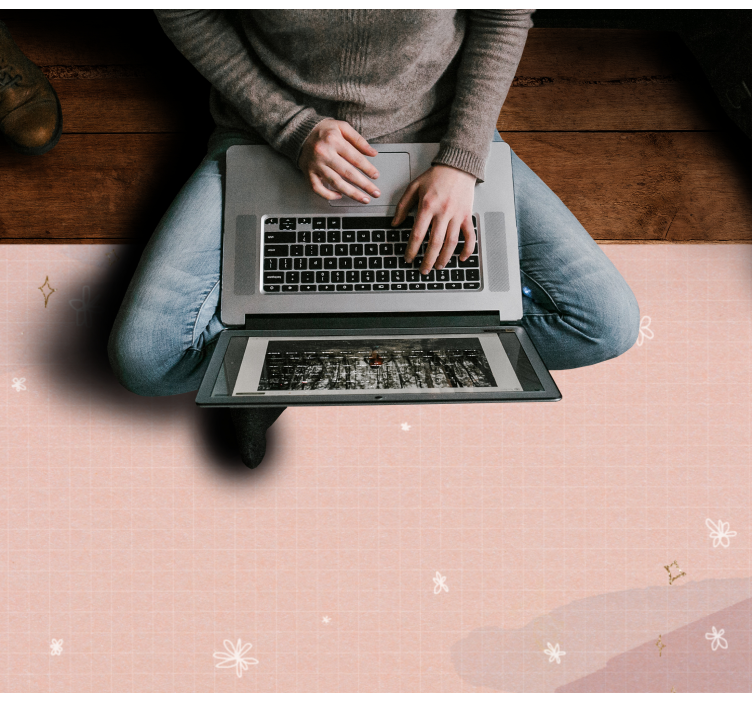 Minimalistic beige design star vinyl rug - TenStickers