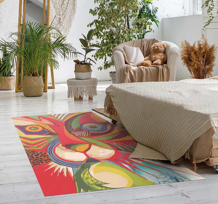 Modern art geometrical tiger vinyl rug - TenStickers