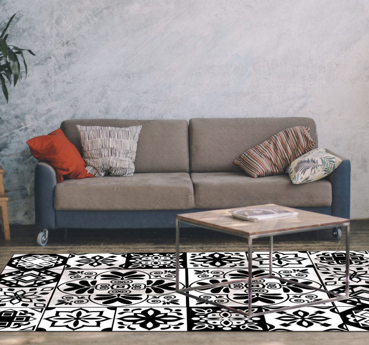 Spanish geometric design tile vinyl rug - TenStickers