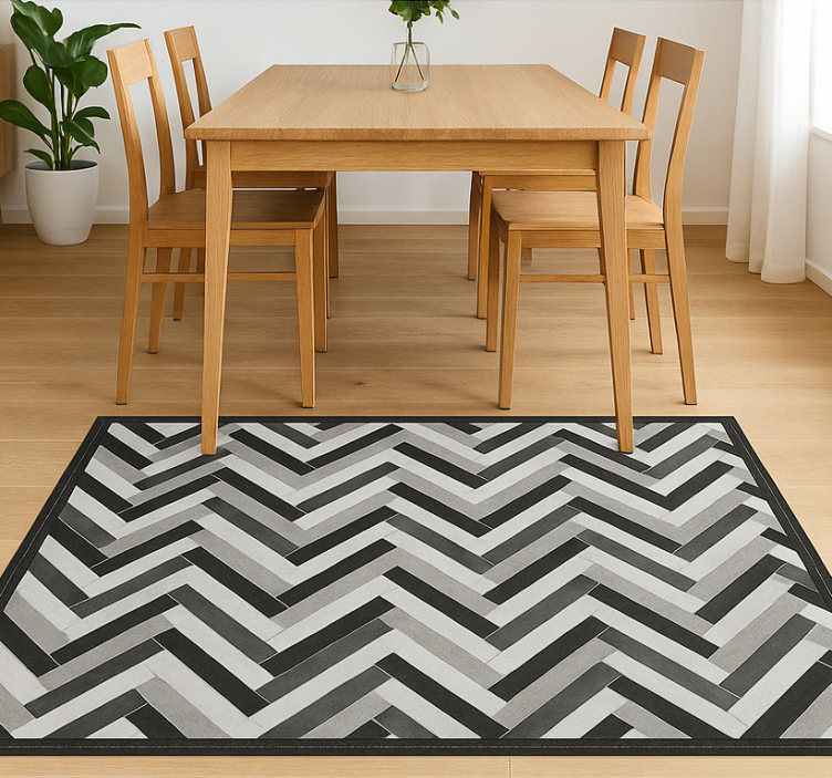 Monochrome Parquet Style dining room vinyl rug - TenStickers