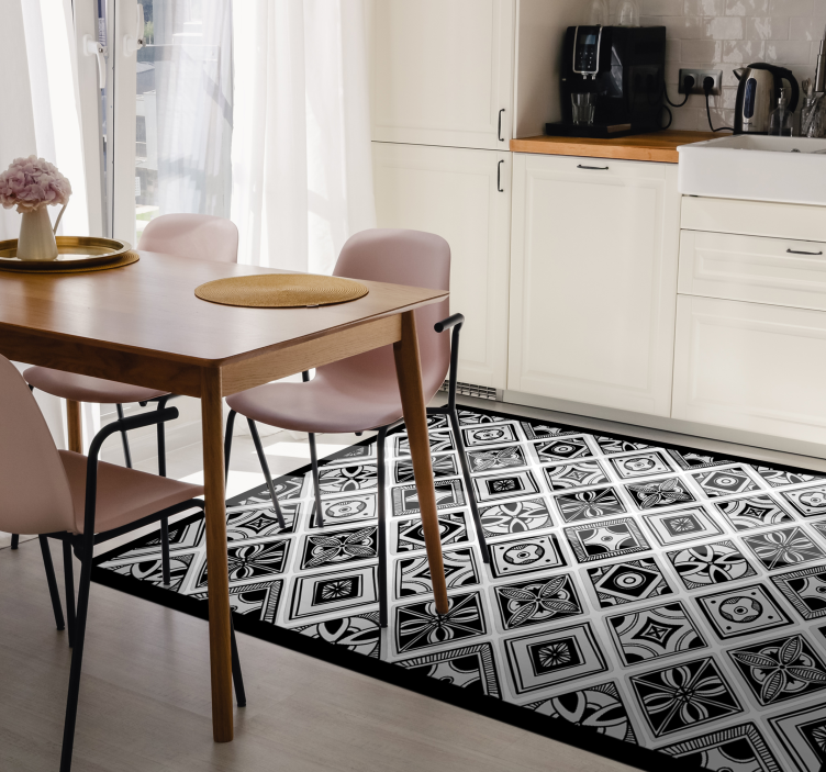 Monochrome Tiles tile vinyl rug - TenStickers