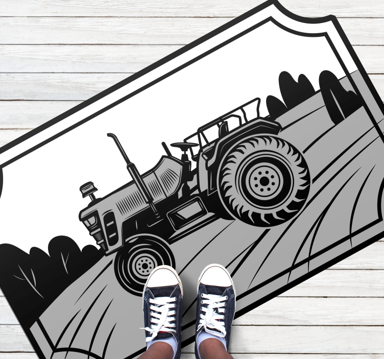 Monochrome Tractor vinyl rug - TenStickers