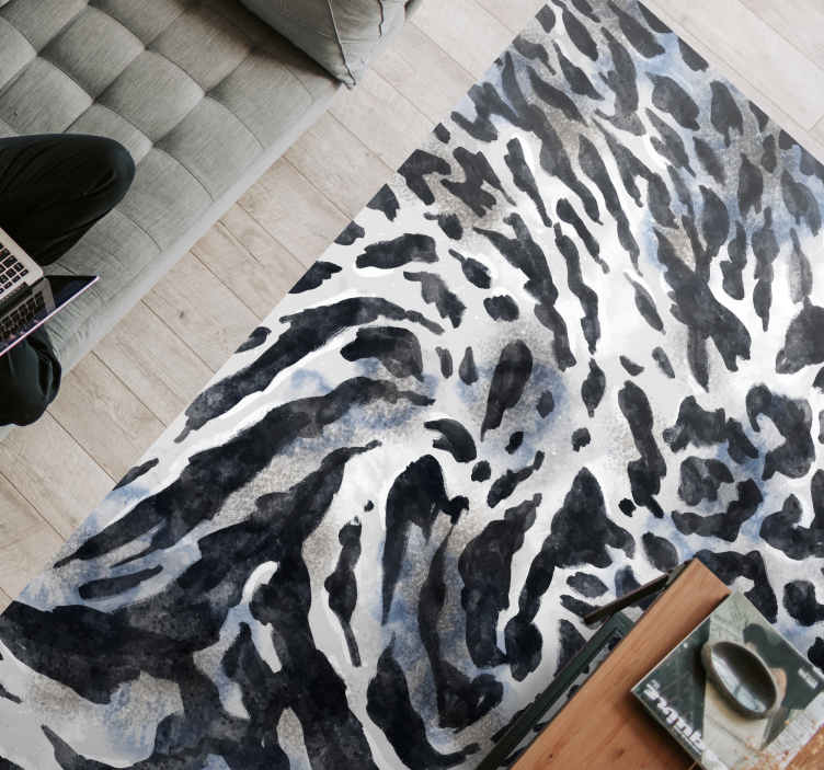 Wild black and white  animal print vinyl rug - TenStickers