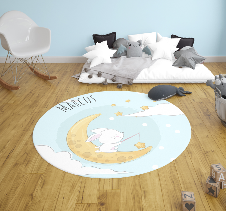 Moonlight Fishing custom vinyl rug - TenStickers