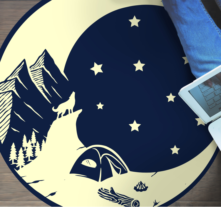 Moonlit Camping Scene nature vinyl rug - TenStickers