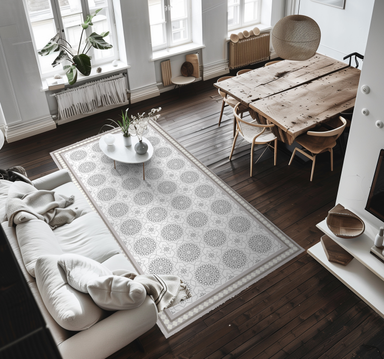 Moroccan light grey design dining room rug - TenStickers