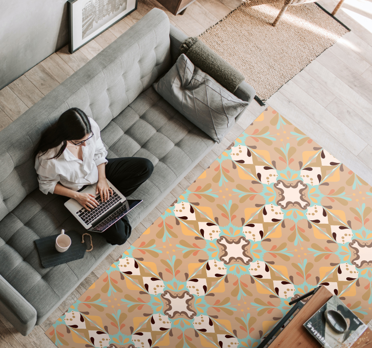 Mosaic Starburst tile vinyl rug - TenStickers