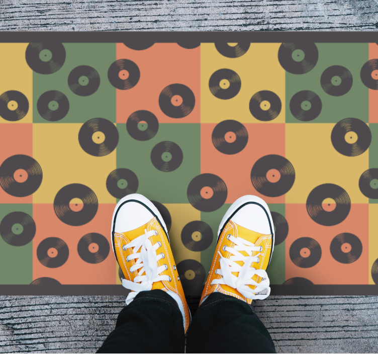 Mosaic vinyl rug colorful vinyl records - TenStickers