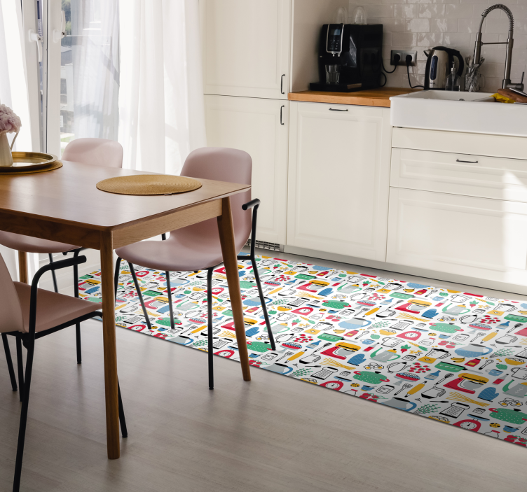 Multi-colour Kitchen Pattern vinyl rug - TenStickers