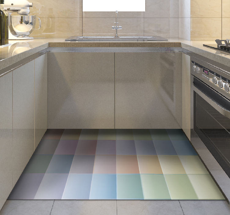 Multi-coloured Tile vinyl rug - TenStickers