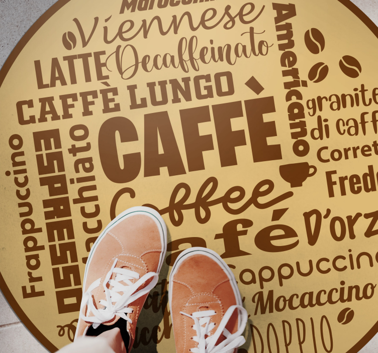 Multi-lingual Coffee vinyl rug - TenStickers